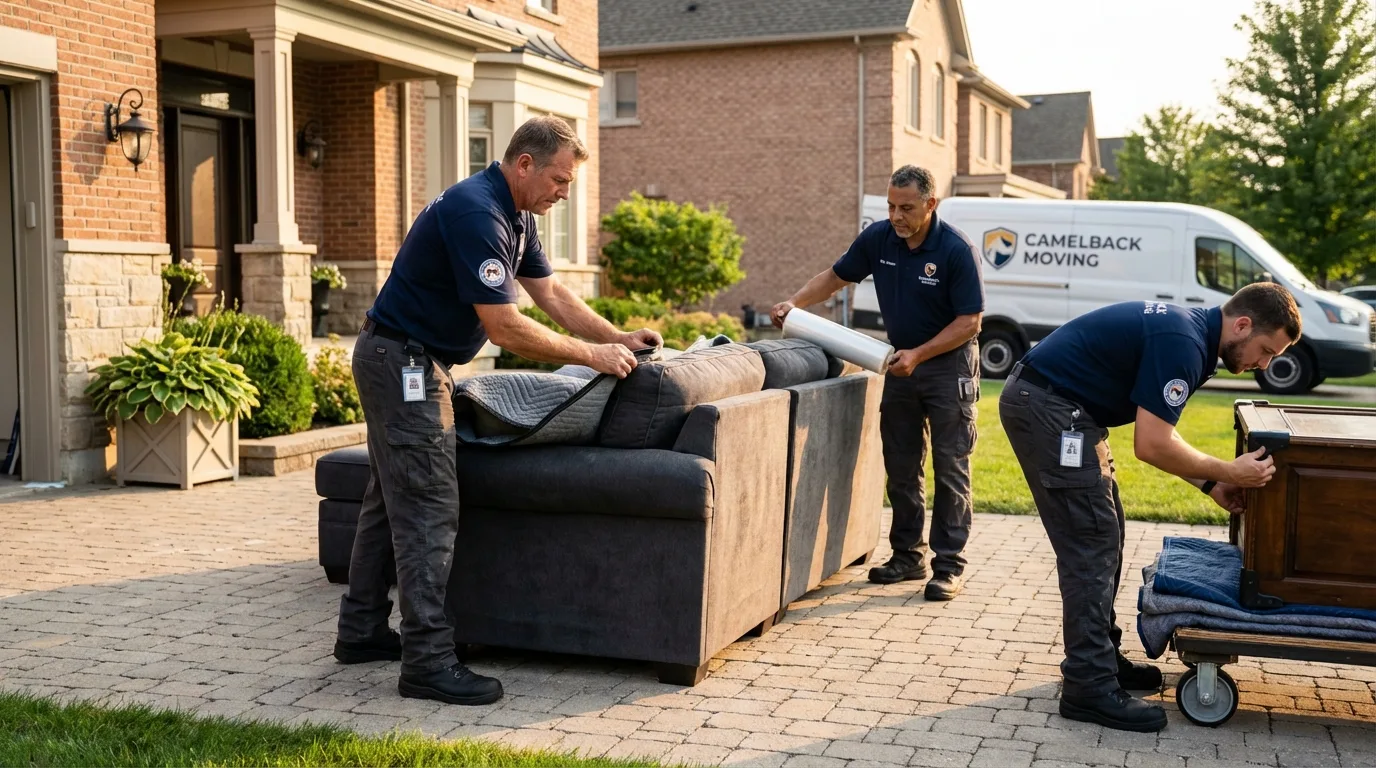 Large estate moving crew wrapping furniture in Wrightsville Beach, NC