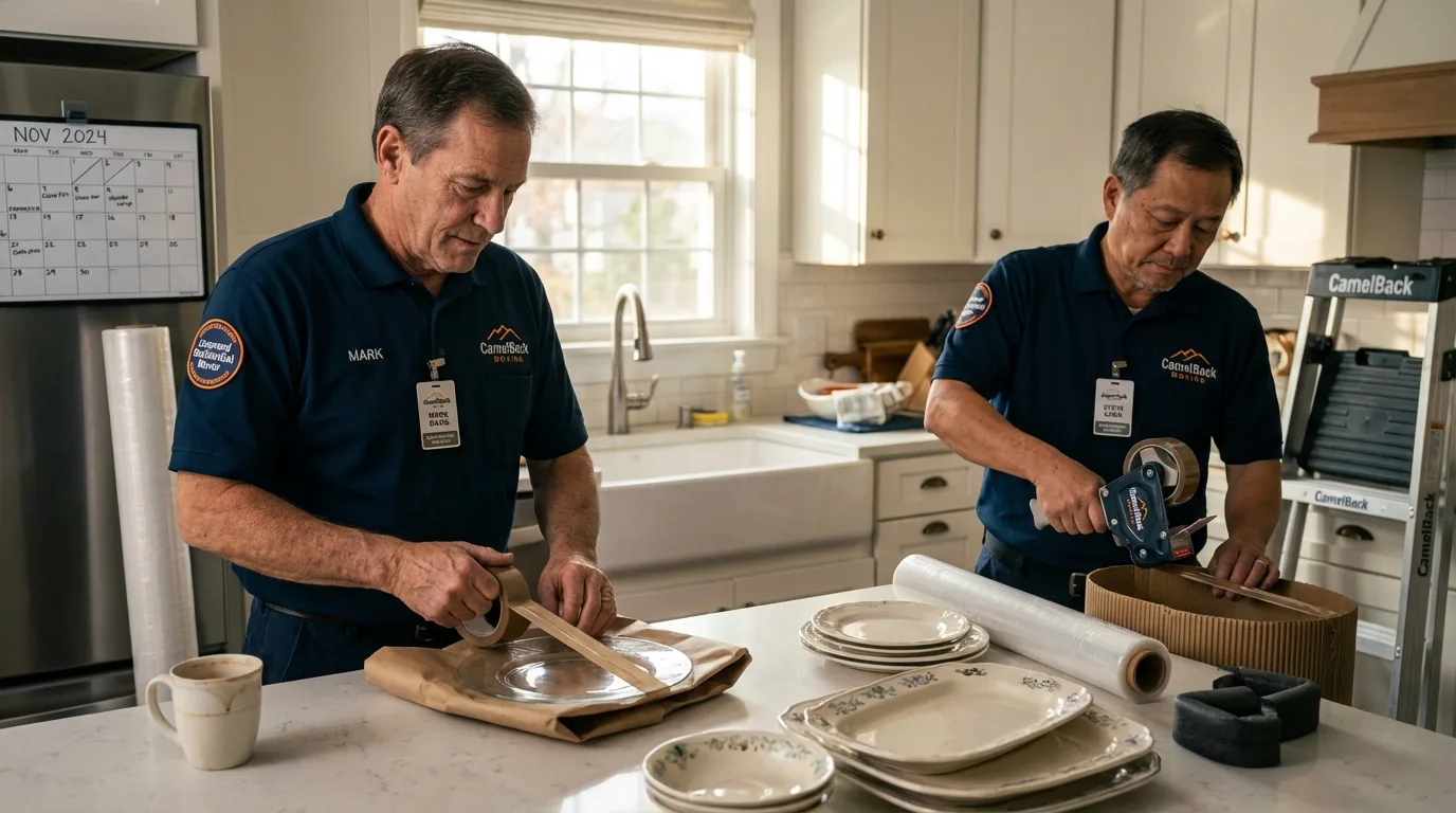 Professional crew packing kitchen dishware in Wrightsville Beach, NC
