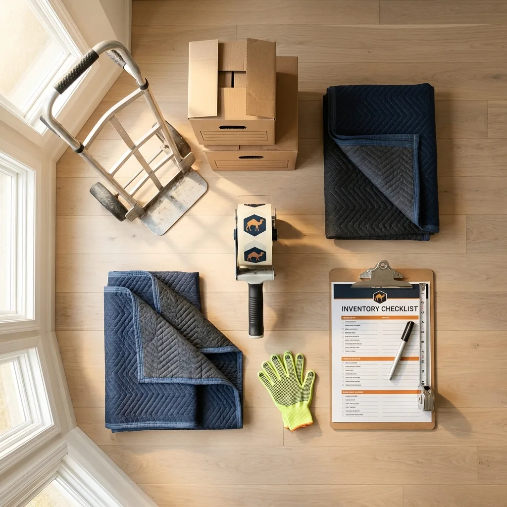 Professional moving supplies and packing materials layout for Wrightsville Beach residential relocations